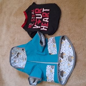 Dog raincoat and t-shirt